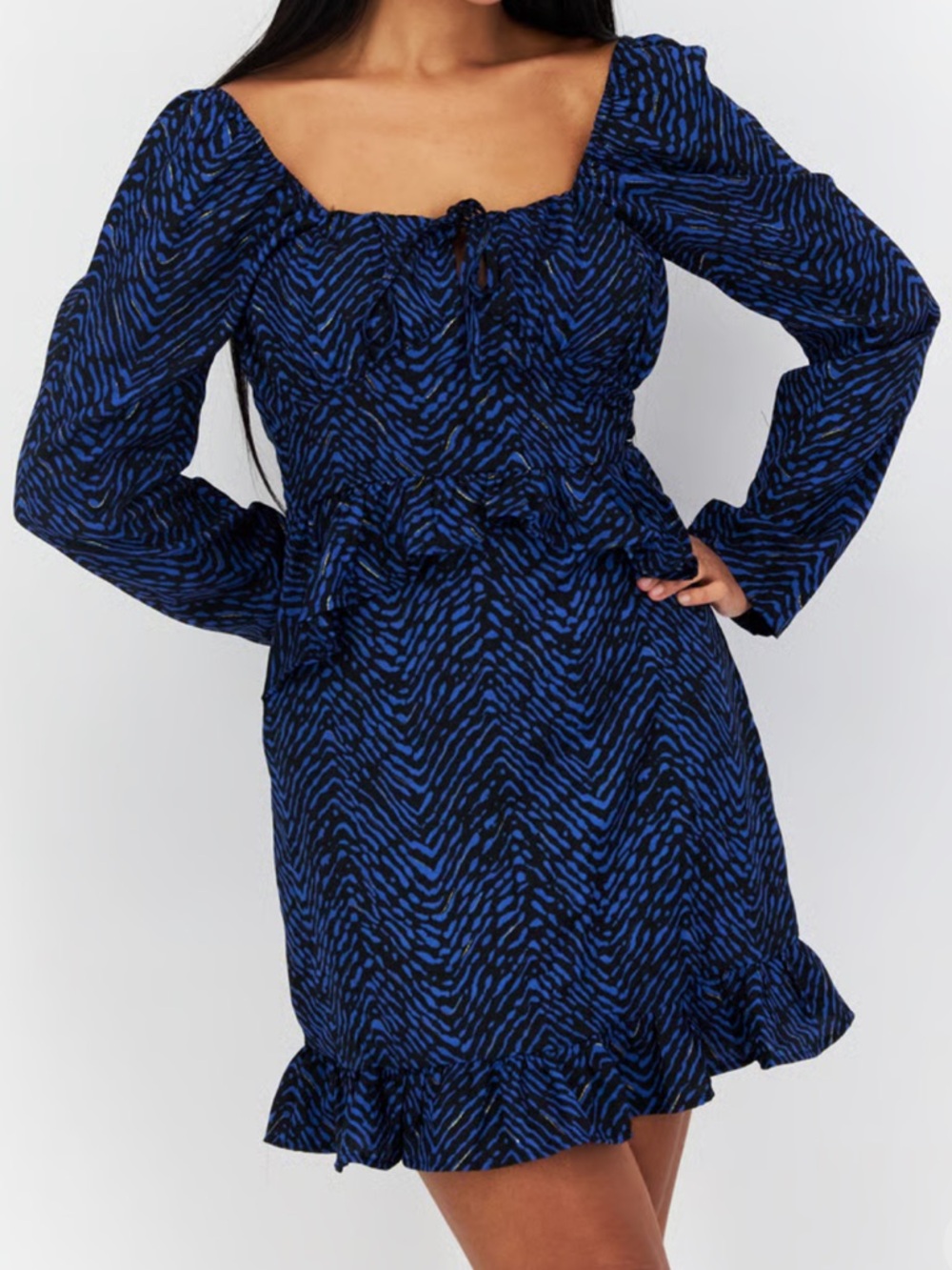 Cocktail Attire Animal/Zebra Print Ruffle Mini Dress Outrageous Fortune Size 8